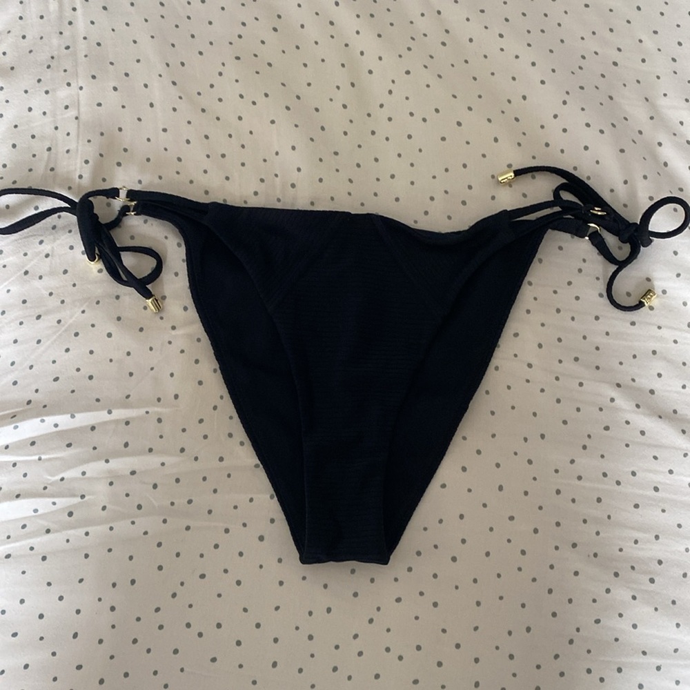 Beach Bunny Black Ribbed Bikini Bottom